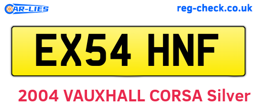 EX54HNF are the vehicle registration plates.