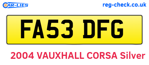 FA53DFG are the vehicle registration plates.