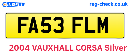 FA53FLM are the vehicle registration plates.