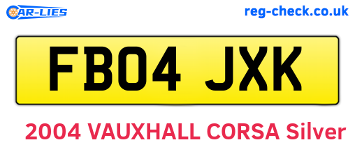 FB04JXK are the vehicle registration plates.