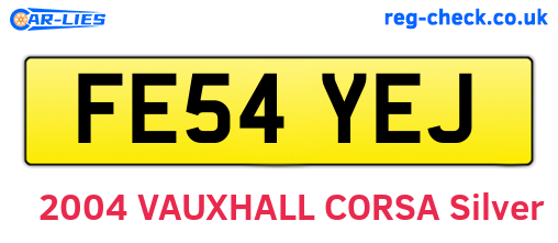 FE54YEJ are the vehicle registration plates.