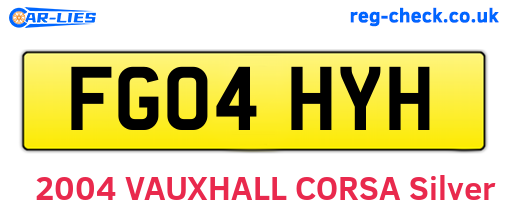 FG04HYH are the vehicle registration plates.