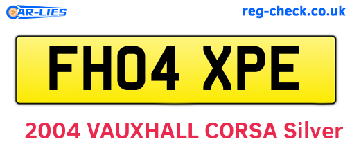 FH04XPE are the vehicle registration plates.