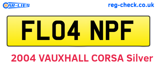 FL04NPF are the vehicle registration plates.