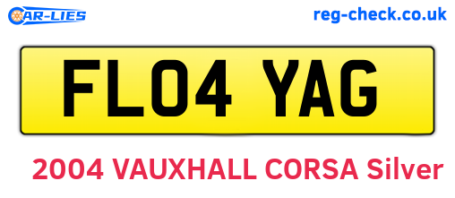 FL04YAG are the vehicle registration plates.