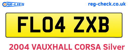 FL04ZXB are the vehicle registration plates.