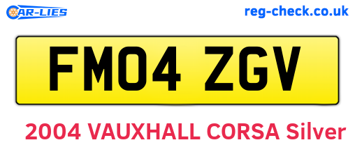FM04ZGV are the vehicle registration plates.