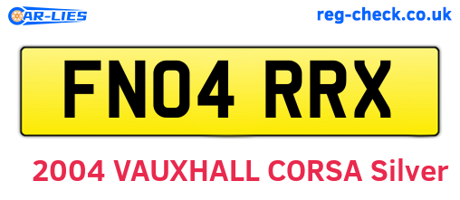 FN04RRX are the vehicle registration plates.