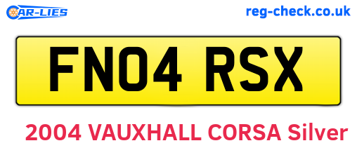 FN04RSX are the vehicle registration plates.