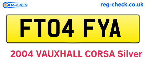 FT04FYA are the vehicle registration plates.