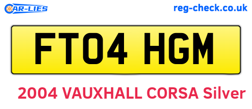 FT04HGM are the vehicle registration plates.