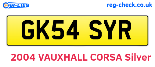GK54SYR are the vehicle registration plates.