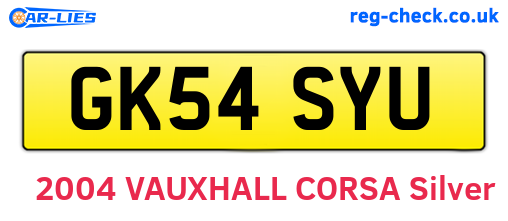 GK54SYU are the vehicle registration plates.