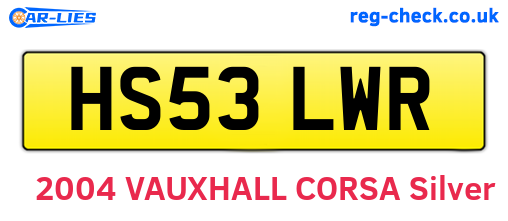 HS53LWR are the vehicle registration plates.