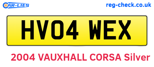 HV04WEX are the vehicle registration plates.