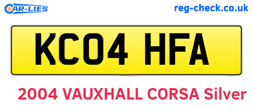 KC04HFA are the vehicle registration plates.