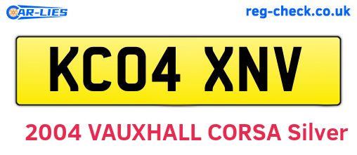 KC04XNV are the vehicle registration plates.