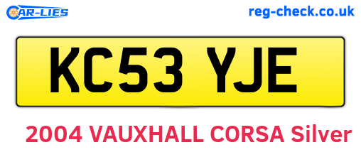 KC53YJE are the vehicle registration plates.