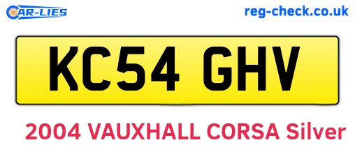 KC54GHV are the vehicle registration plates.