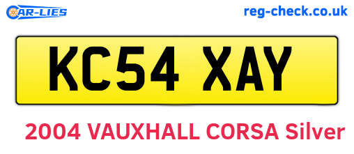 KC54XAY are the vehicle registration plates.
