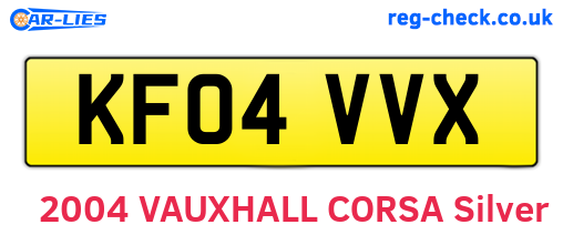 KF04VVX are the vehicle registration plates.