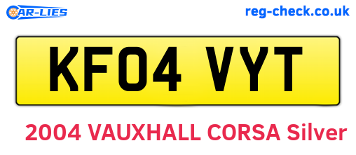 KF04VYT are the vehicle registration plates.