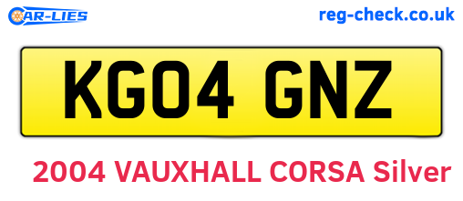 KG04GNZ are the vehicle registration plates.