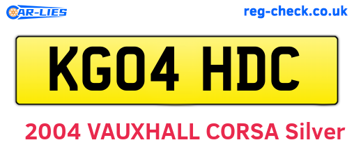 KG04HDC are the vehicle registration plates.