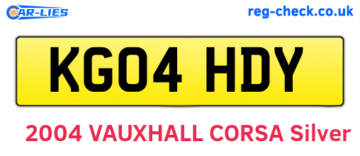 KG04HDY are the vehicle registration plates.