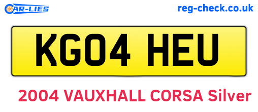 KG04HEU are the vehicle registration plates.
