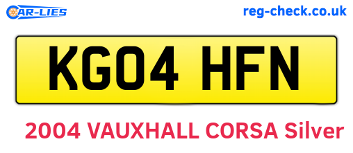 KG04HFN are the vehicle registration plates.