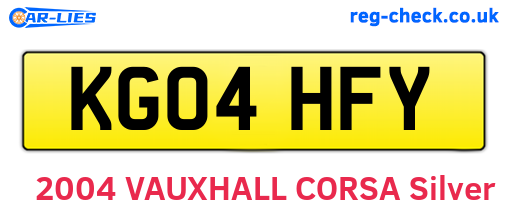 KG04HFY are the vehicle registration plates.