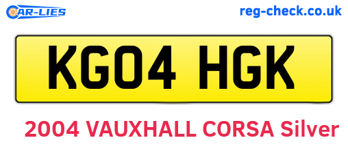 KG04HGK are the vehicle registration plates.