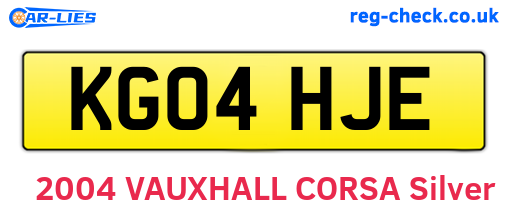 KG04HJE are the vehicle registration plates.