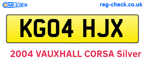 KG04HJX are the vehicle registration plates.
