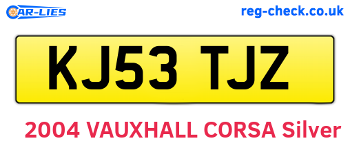 KJ53TJZ are the vehicle registration plates.