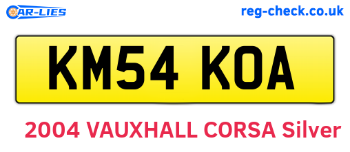 KM54KOA are the vehicle registration plates.