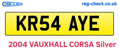 KR54AYE are the vehicle registration plates.