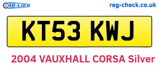 KT53KWJ are the vehicle registration plates.