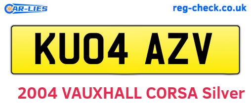 KU04AZV are the vehicle registration plates.