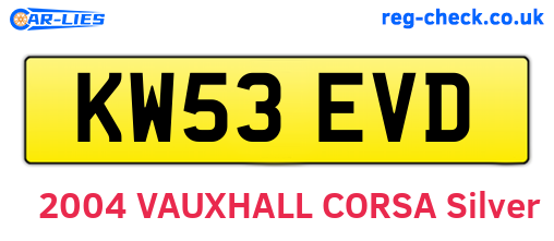 KW53EVD are the vehicle registration plates.