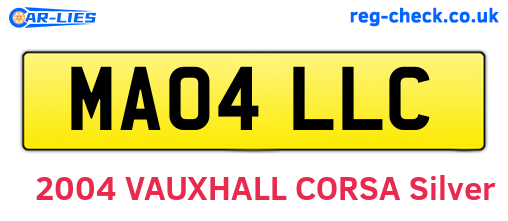 MA04LLC are the vehicle registration plates.