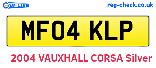 MF04KLP are the vehicle registration plates.