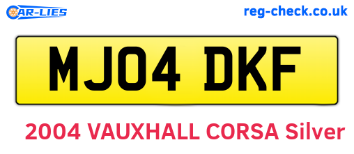 MJ04DKF are the vehicle registration plates.