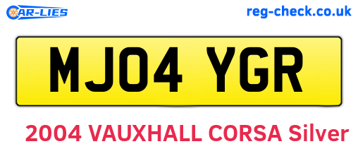 MJ04YGR are the vehicle registration plates.