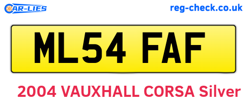 ML54FAF are the vehicle registration plates.