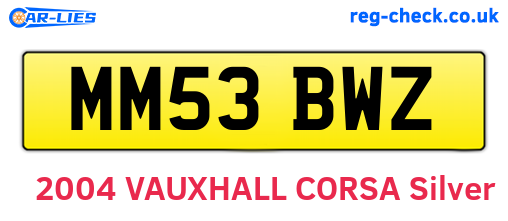 MM53BWZ are the vehicle registration plates.