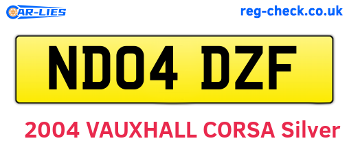 ND04DZF are the vehicle registration plates.