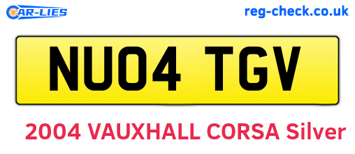 NU04TGV are the vehicle registration plates.