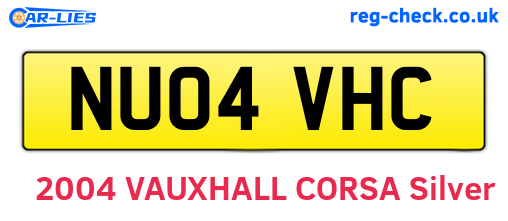 NU04VHC are the vehicle registration plates.